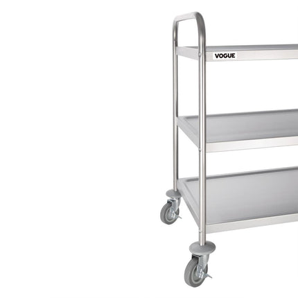 Vogue Stainless Steel 3 Tier Clearing Trolley Large