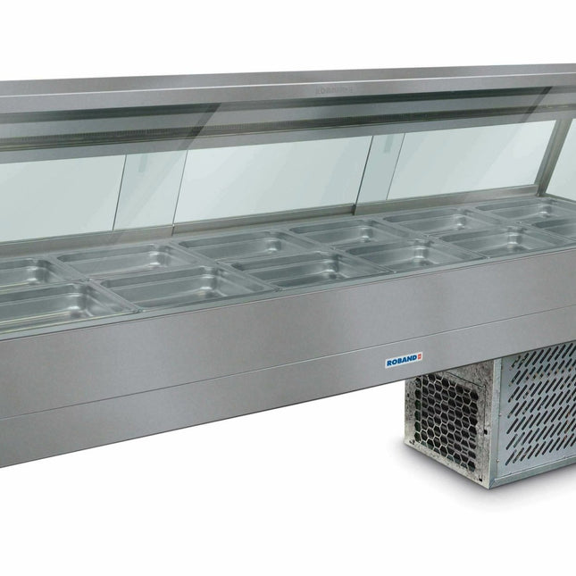 Roband Straight Glass Refrigerated Display Bar, 12 pans
