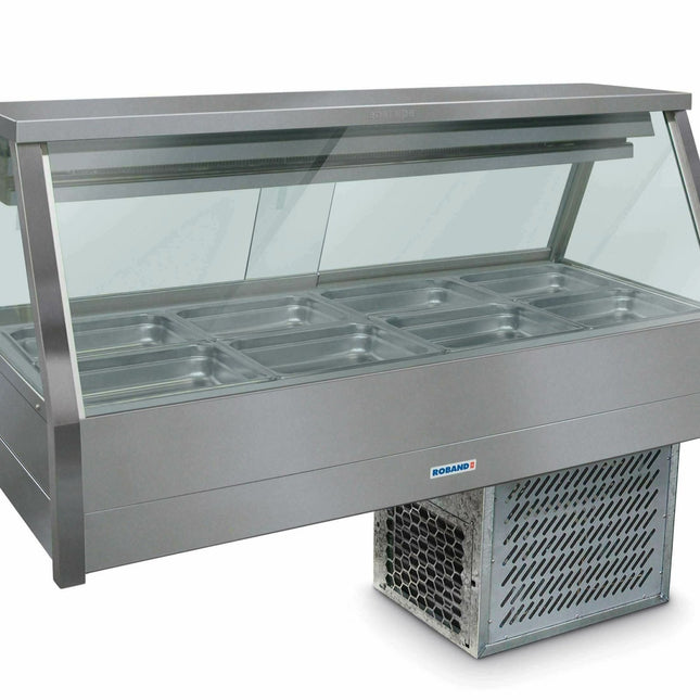Roband Straight Glass Refrigerated Display Bar, 8 pans