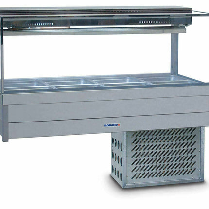 Roband Square Glass Refrigerated Display Bar 8 pans - Piped and Foamed only (no motor)