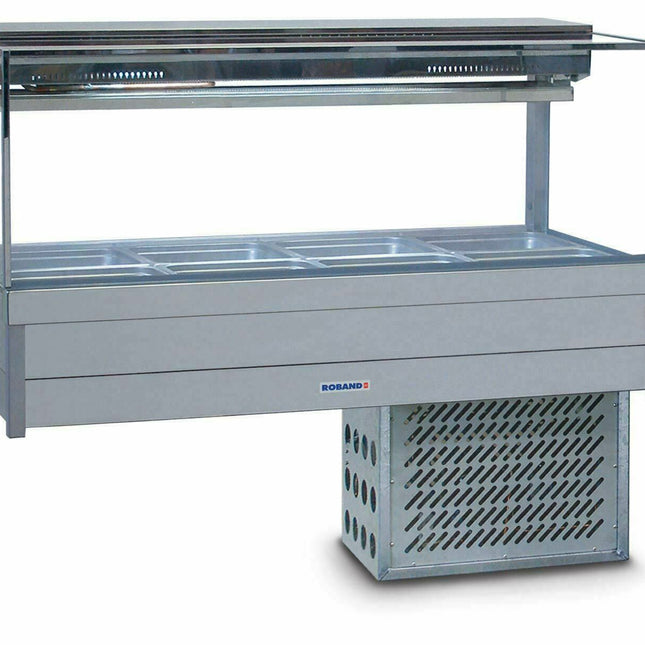 Roband Square Glass Refrigerated Display Bar 8 pans - Piped and Foamed only (no motor)