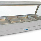 Roband Straight Glass Hot Food Display Bar, 8 pans double row with roller doors