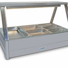 Roband Straight Glass Hot Food Display Bar, 6 pans double row