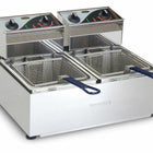 Roband Double Pan Fryer 2 x 5lt stainless fryer with dual baskets and simple controls for Double Pan Fryer use.