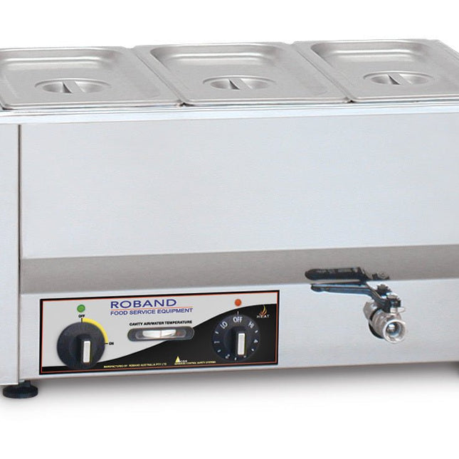 Roband Counter Top Bain Marie 3 x 1/3 size 150mm pans