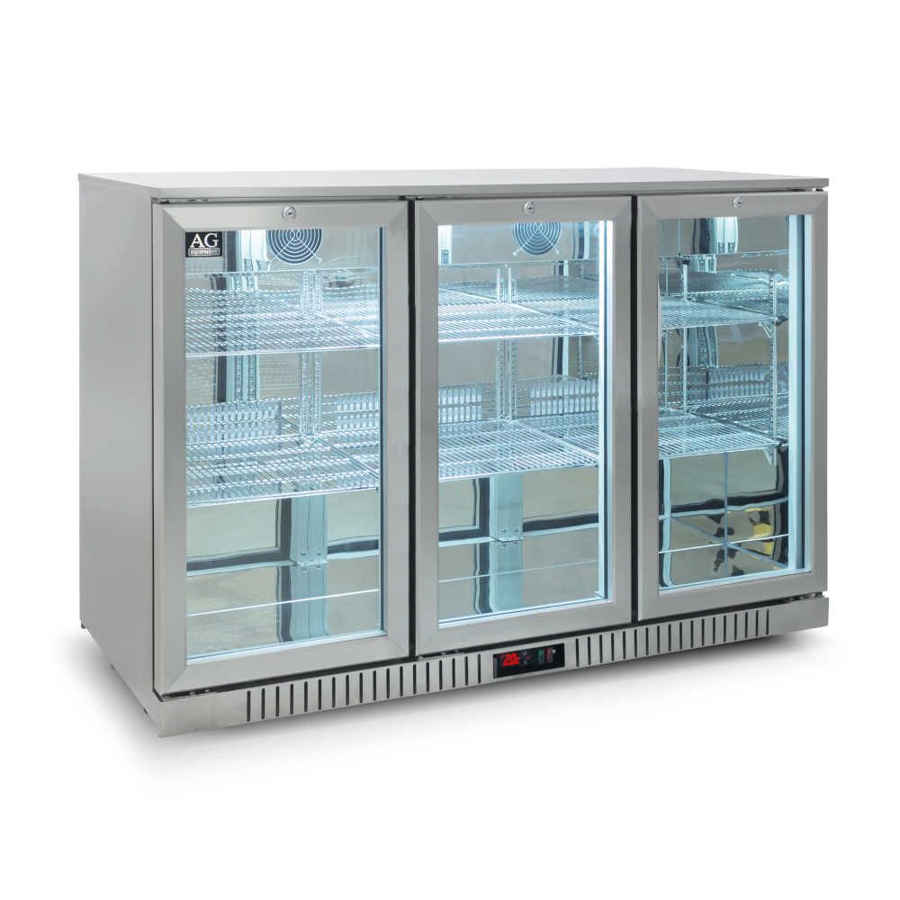 AG Three Door Bar Fridge - Stainless Steel Body & Doors 3SBR-H