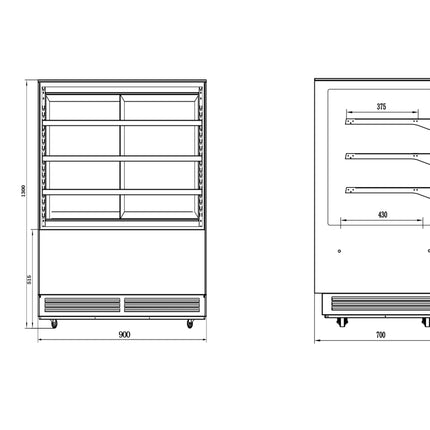 Besttop 4 Tier Cake Showcase 900x700x1300mm 3L YC-900H