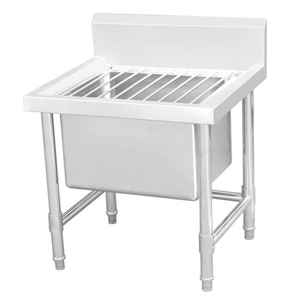 Kitchen Knock Stainless Steel Mop Sink 600mm with Splashback & Leg Brace ASS-6153LGS - image 1
