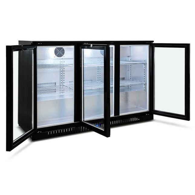 AG Three Door Bar Fridge - Black Body & Doors 3BBR-H