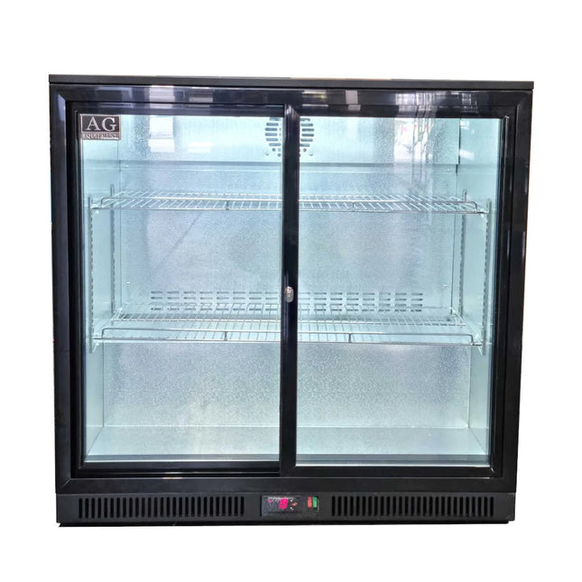 AG Twin Sliding Door Bar Fridge - Black Body & Doors 2BBR-S