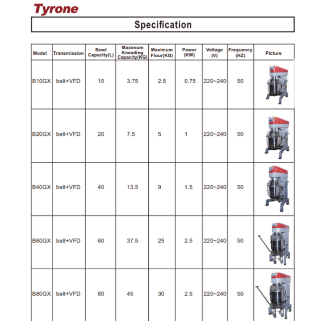 Tyron Heavey Duty Planetary Mixer 40L B40GX