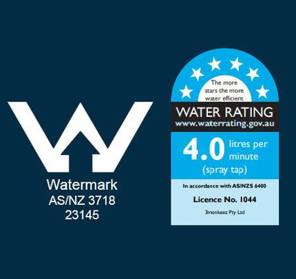 3Monkeez Stainless Steel Dual Bench Mount Tap Body with Gooseneck Spout. 1/2” FI BSP Inlet Hoses