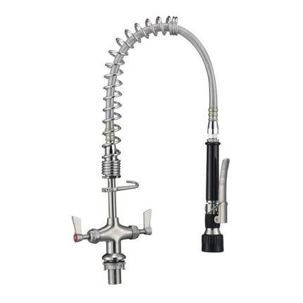 3Monkeez Stainless Steel Compact Dual Bench Mount Pre-Rinse with Optional Pot Filler