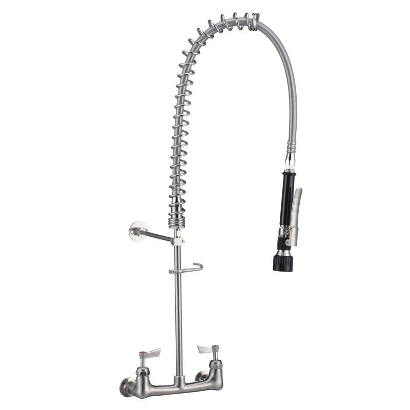 3Monkeez Stainless Steel Exposed Breech Wall Mount Pre Rinse Unit With Spreaders - Black Variable Trigger