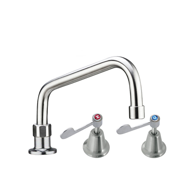 3Monkeez Stainless Steel Hob Mount and Basin Stops with Spout - 8" Spout - T-3MHS08