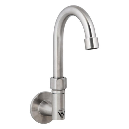 3Monkeez Stainless Steel Wall Elbow with Gooseneck Swivel Spout - 7" Spout - T-3MWEG07
