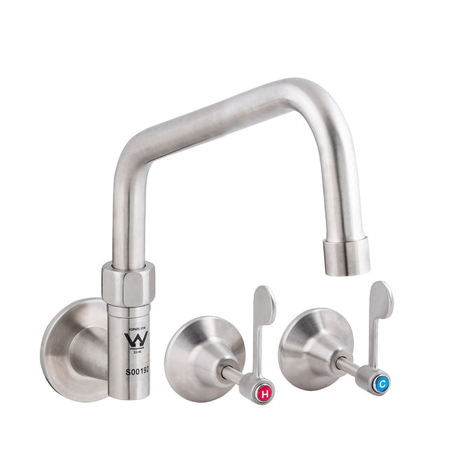 3Monkeez Stainless Steel Wall Stops and Elbow with Spout - 8" Spout - T-3MCW08