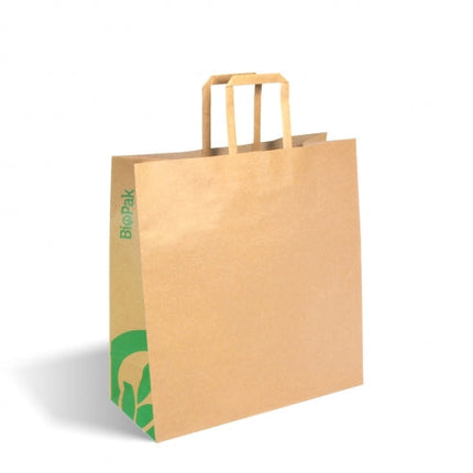 BioPak BAG-TA-F-MEDIUM Medium flat handle paper bags