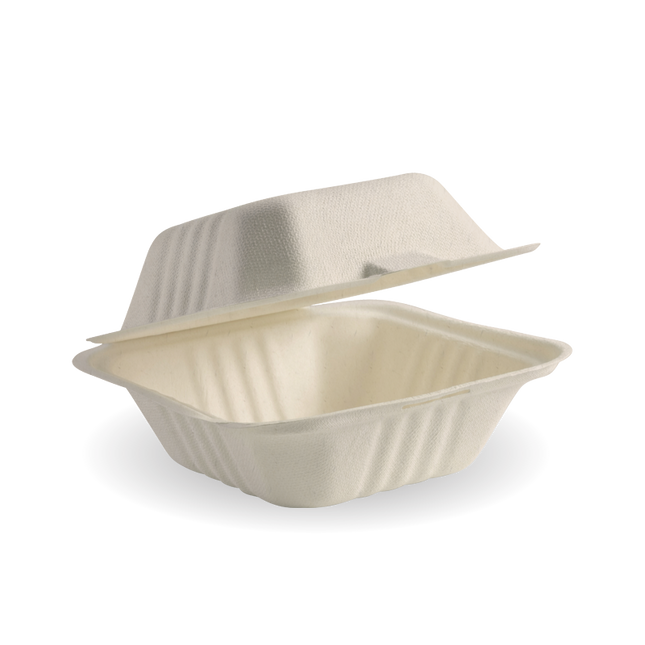 BioPak B-HL-66-N-PF 15x15x8cm (6x6") clamshell natural
