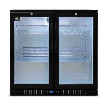AG Twin 2 Hinged Door Bar Fridge Black BEER2