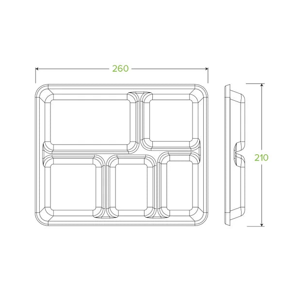 BioPak B-TL-15-PF 5-compartment tray white