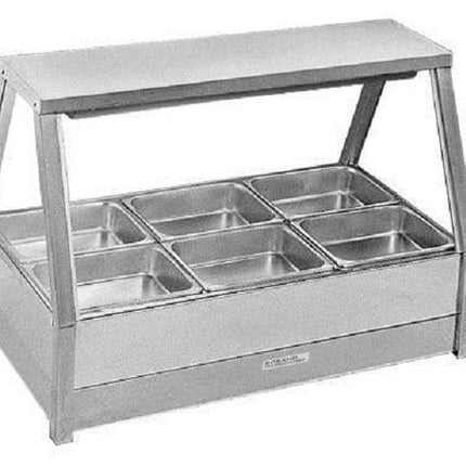 Roband Straight Glass Hot Food Display Bar, 6 pans double row