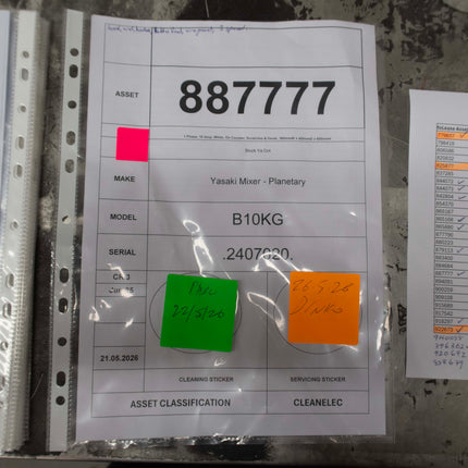 Used Yasaki B10KG Planetary Mixer - 887777