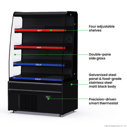 Thermaster DC-900CH features – adjustable shelves, double-pane glass, stainless steel construction, smart thermostat