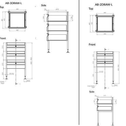3Monkeez Freestanding Stainless Steel Drawer Unit