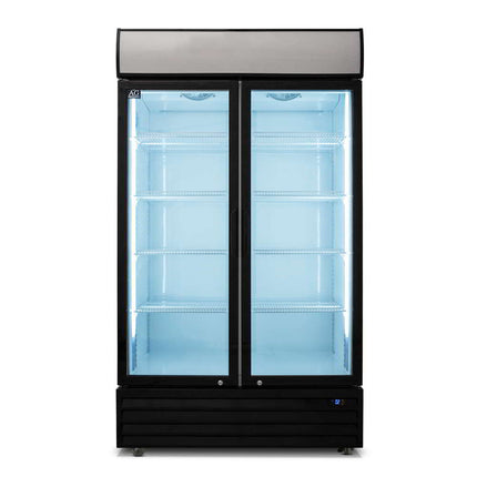 AG 800L Double Door Upright Display Fridge - Glass Door