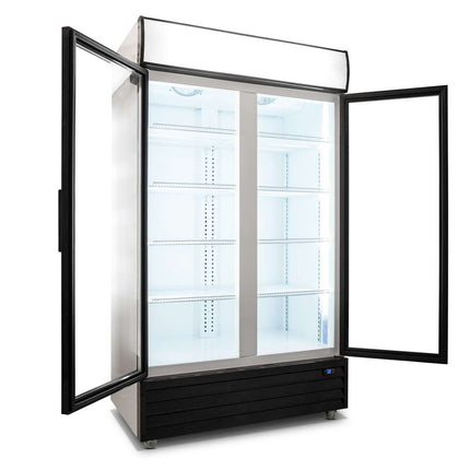 AG 800L Double Door Upright Display Fridge - Glass Door