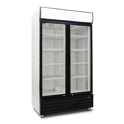 AG 800L Double Door Upright Display Fridge - Glass Door