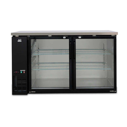 AG Two Door Commercial Glass Door Bar Fridge with Stainless Steel Counter