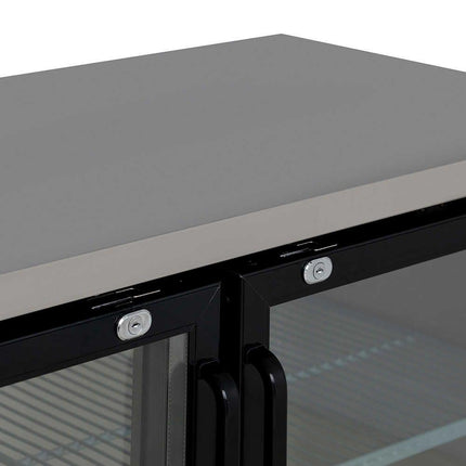 AG Two Door Commercial Glass Door Bar Fridge with Stainless Steel Counter