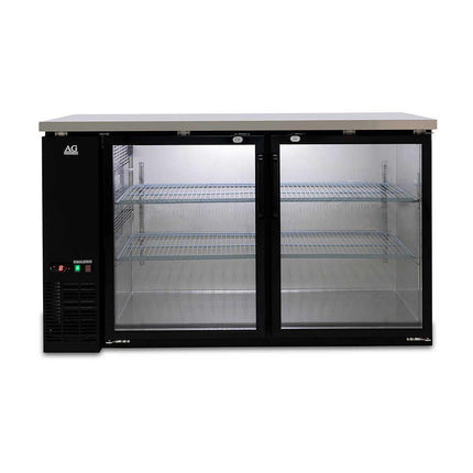 AG Two Door Commercial Glass Door Bar Fridge with Stainless Steel Counter