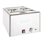 Apuro Bain-Marie with Pans 2x1/3 & 2x1/6 Pans 150mm & Lids 1200W FT691-A