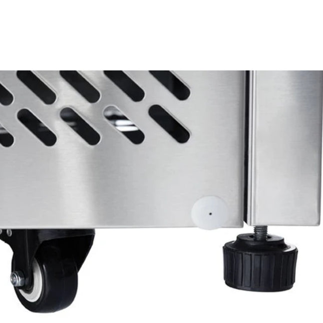 Atosa Three Door Open Top Saladette wheels stopper