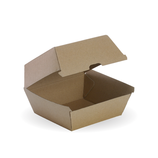 BioPak BB-BURGER-BOX-LARGE Large burger box 120 x 120 x 100mm - kraft