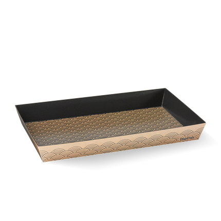 BioPak BB-ST-L Large sushi tray, FSC Mix kraft and black