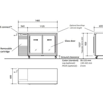 Skope BackBar 2 Glass Sliding Door Fridge BB.2.GSL