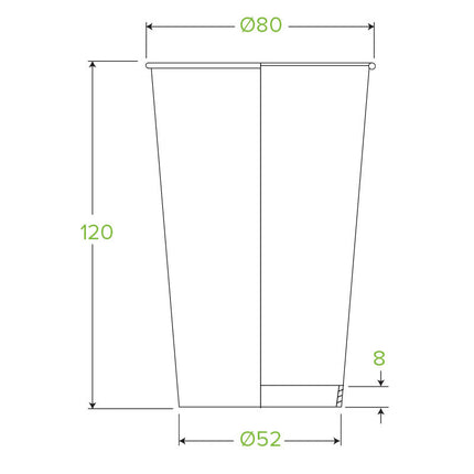 BioPak BC-12(80)W 350ml (12oz) (80mm) cup (fits small lids)