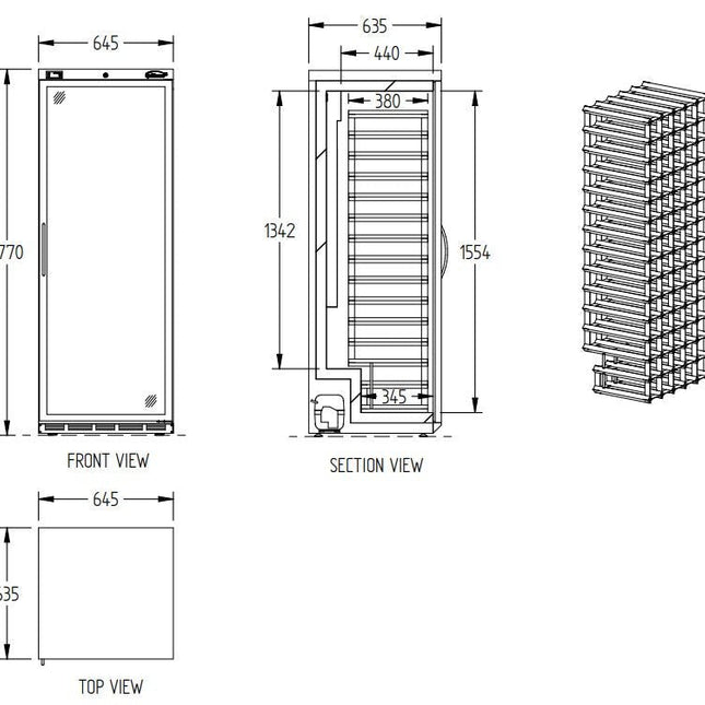 Williams Wine Cabinet - One Door Black Upright Wine Display Refrigerator