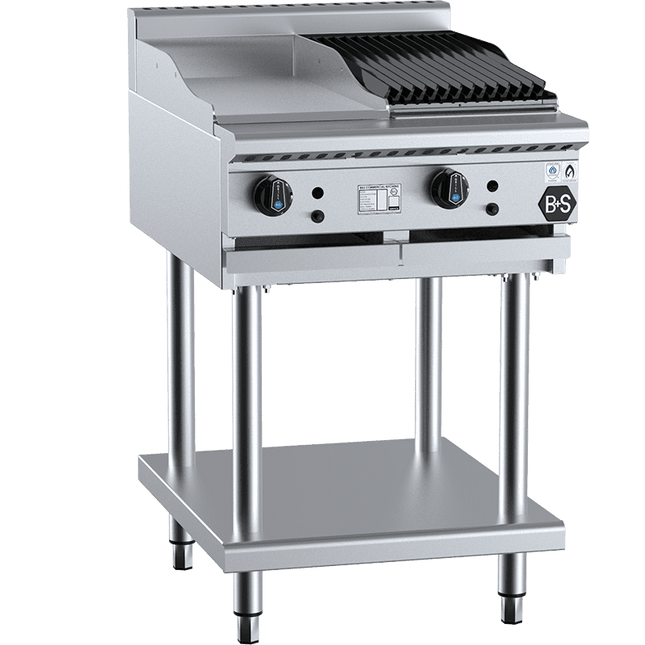 B+S Black Combination 300mm Grill Plate & 300mm Char Broiler Natural Gas