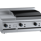 B+S Black Combination 300mm Grill Plate & 600mm Char Broiler Bench Mounted Natural Gas