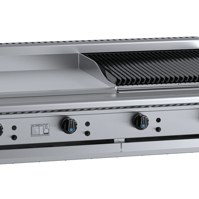 B+S Black Combination 600mm Grill Plate & 600 mm Char Broiler Bench Mounted LPG