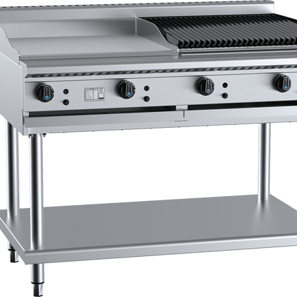 B+S BT-GRP6-CBR6 grill plate and char broiler combination — front view
