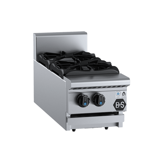 B+S Black Benchtop Two Burner Boiling Top Cooktop Open Burner Bench Mounted LPG