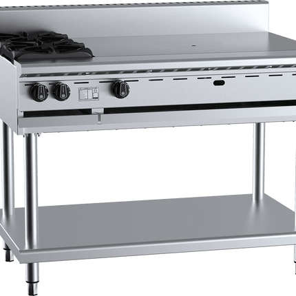 B+S Black Combination Two Open Burners & 900mm Target Top LPG
