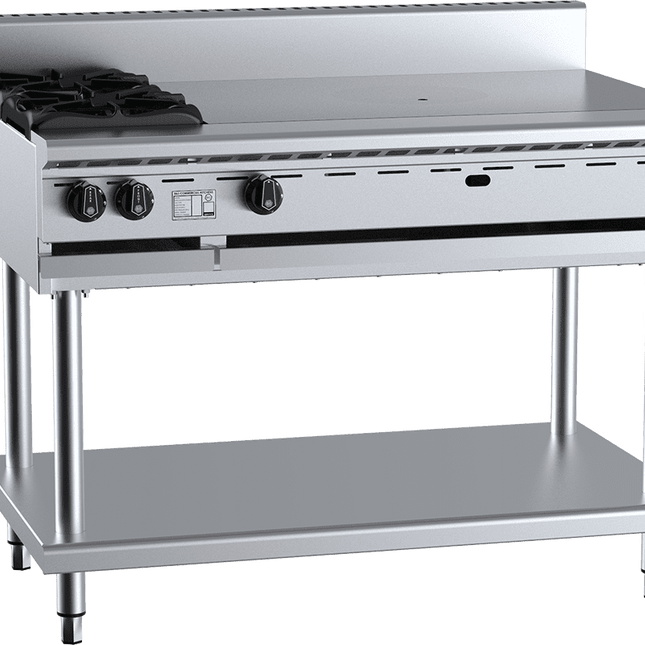 B+S Black Combination Two Open Burners & 900mm Target Top LPG