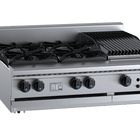 B+S Black Combination Four Open Burners & 300mm Char Broiler Bench Mounted LPG